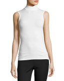 Sleeveless Stretch Jersey Mock-Neck Top