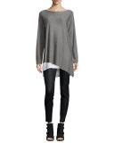 Sleeveless Plaid Silk Tunic, Ash 