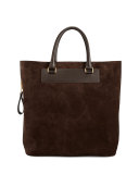Suede Side-Zip Tote Bag