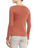 Long-Sleeve Rolled-Neck Sweater, Blush