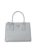 Saffiano Lux Double-Zip Tote Bag, Light Gray (Gratino)