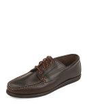 Falmouth USA Leather Lace-Up Moccasin, Dark Olive