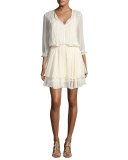 Trellis Vine Eyelet Lace Dress, Beige