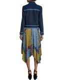 Sleeveless Patchwork Handkerchief Dress, Navy