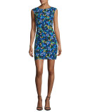 Sleeveless Jewel-Print Sheath Dress, Multi