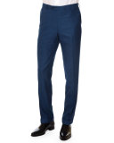 Textured Peak-Lapel Wool-Blend Suit, Navy