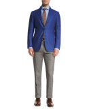 Flat-Front Cashmere-Blend Trousers, Gray