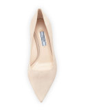 Suede Pointed-Toe 45mm Pump, Quarzo