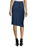 Side-Knot Draped Skirt, Navy