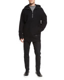 Coated Five-Pocket Moto Jeans, Black