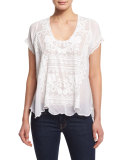 Delamo Short-Sleeve Flair Blouse 