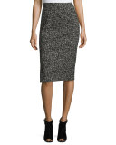 Tweed Pencil Skirt, Black/White