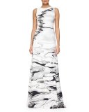 Water-Print Column Gown