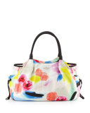 stevie leather-trim nylon baby bag, watercolor