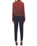 Stand-Collar Zip-Front Pullover, Navy
