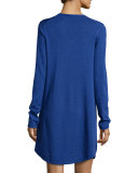 Long-Sleeve V-Neck Merino Jersey Dress, Plus Size