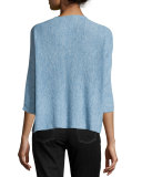 3/4-Sleeve Boxy Linen Melange Top