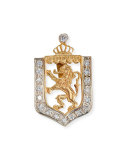 Lion en Rampant Shield Charm with Diamonds