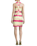 Multi-Stripe T-Back Dress, Electric Pink