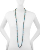 Eleanor Long Turquoise & Pyrite Necklace