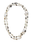 Mixed Stone and Diamond Beaded Necklace, 44"