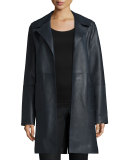 Belted Leather Trenchcoat, Midnight Black