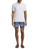 Moorea Sonar-Turtle Printed Swim Trunks, White