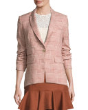 Crew Glen Plaid Cutaway Jacket, Red