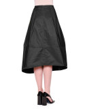 High-Waist Midi Skirt w/ Inside-Out Pleats, Black