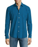 Buffalo-Check Long-Sleeve Sport Shirt, Blue