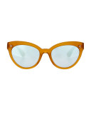 Roella Mirrored Cat-Eye Sunglasses, Yellow