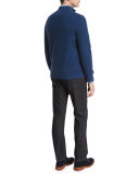Waffle-Knit Quarter-Zip Pullover Sweater, Navy