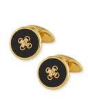 Button & Thread Cuff Links, Black