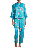 Manila Floral-Print Pajama Set, Blue