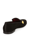 Monster Eyes Suede Evening Slipper, Black