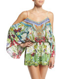 Embellished Cold-Shoulder Romper, Exotic Hypnotic