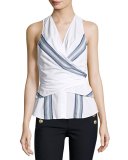 Sleeveless Poplin Wrap Top, Soft White