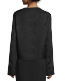 Iruma Open-Front Ripple Textured Jacket, Black