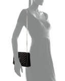Monogram Medium Crystal Suede Shoulder Bag, Black