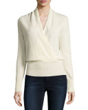 Cashmere Faux-Wrap Sweater