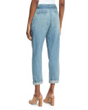 Lucilia Denim Paperbag-Waist Pants, Sea Wash