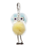 Chick Mink-Fur Bag Charm, Yellow/Light Blue