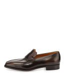 Massai Calf Leather Loafer with Old Black Patina, Tan