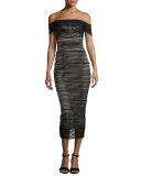 Stretch-Bandage Midi Dress, Black
