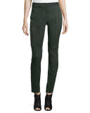 Laker Suede Slim-Leg Pants, Fir