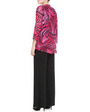Stretch-Knit Wide-Leg Pants, Black 