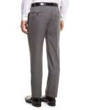 G-Line Sharkskin Flat-Front Trousers, Gray