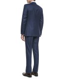 Trofeo Wool/Silk Box-Check Suit, Blue