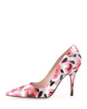 licorice floral pointed-toe pump, multi