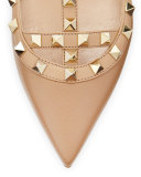 Rockstud Caged Ballerina Flat, Alpaca